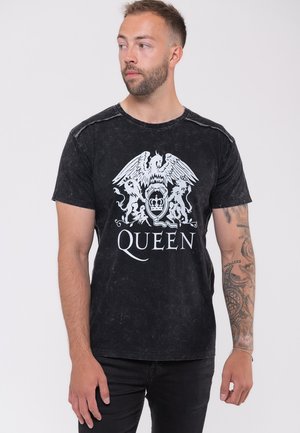 UNISEX QUEEN CLASSIC CREST BAND LOGO SNOW WASH - Print T-shirt - black