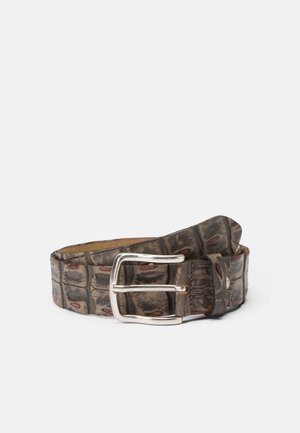 BELT CROCODILE EMBOSSING BUCKLE UNISEX - Opasok - dark brown/taupe