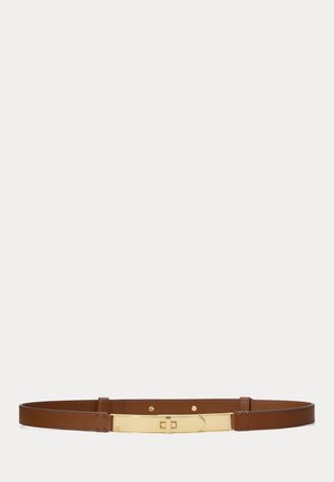 Lauren Ralph Lauren, TURN-LOCK SKINNY LEATHER BELT - Öv - tan