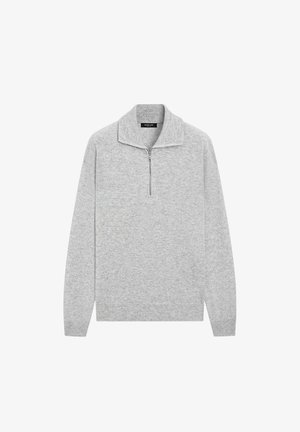 Massimo Dutti, MOCK NECK ZIP-UP KNIT SWEATER - Strickpullover - grey