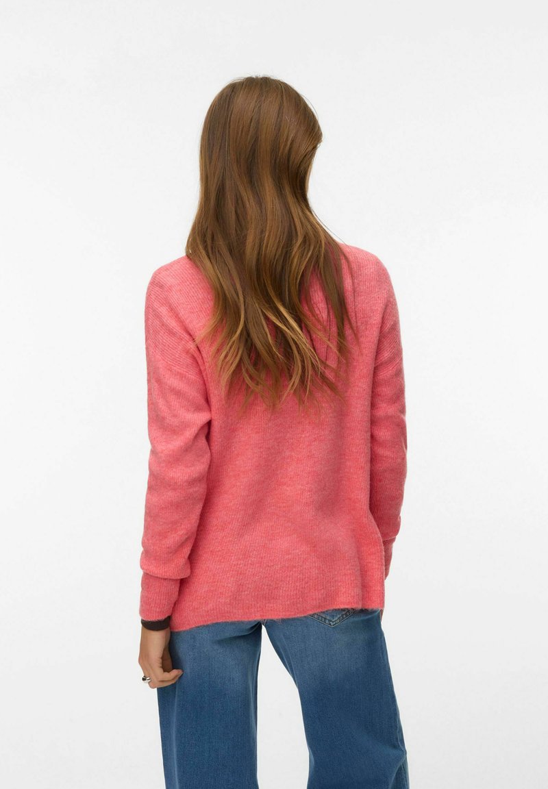 Vero Moda VMSILJE LS O-NECK NOOS - Trui - coral paradise/koraalrood