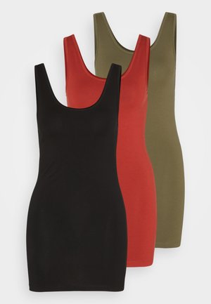 ONLLIVE LOVE LONG TANK 3 PACK - Topper - black/kalamata/burnt henna