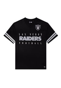 Maglia da football nera realizzata in un tessuto a rete traspirante. Presenta la scritta "Las Vegas Raiders Football" in bianco, con strisce argento sulle maniche e il logo.