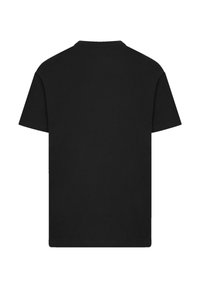 Black short-sleeve T-shirt made of cotton, featuring a round neckline and a plain design with no visible logos or patterns.