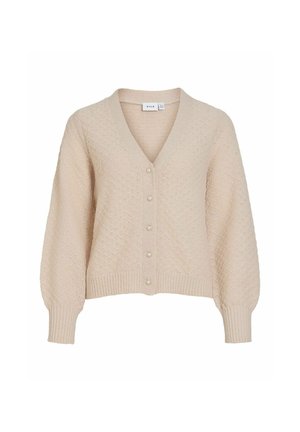 VILA, KNITTED CARDIGAN VITULI V-NECK - Gilet - birch