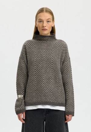 Selected Femme FISCHGRÄT - Pullover - medium grey melange