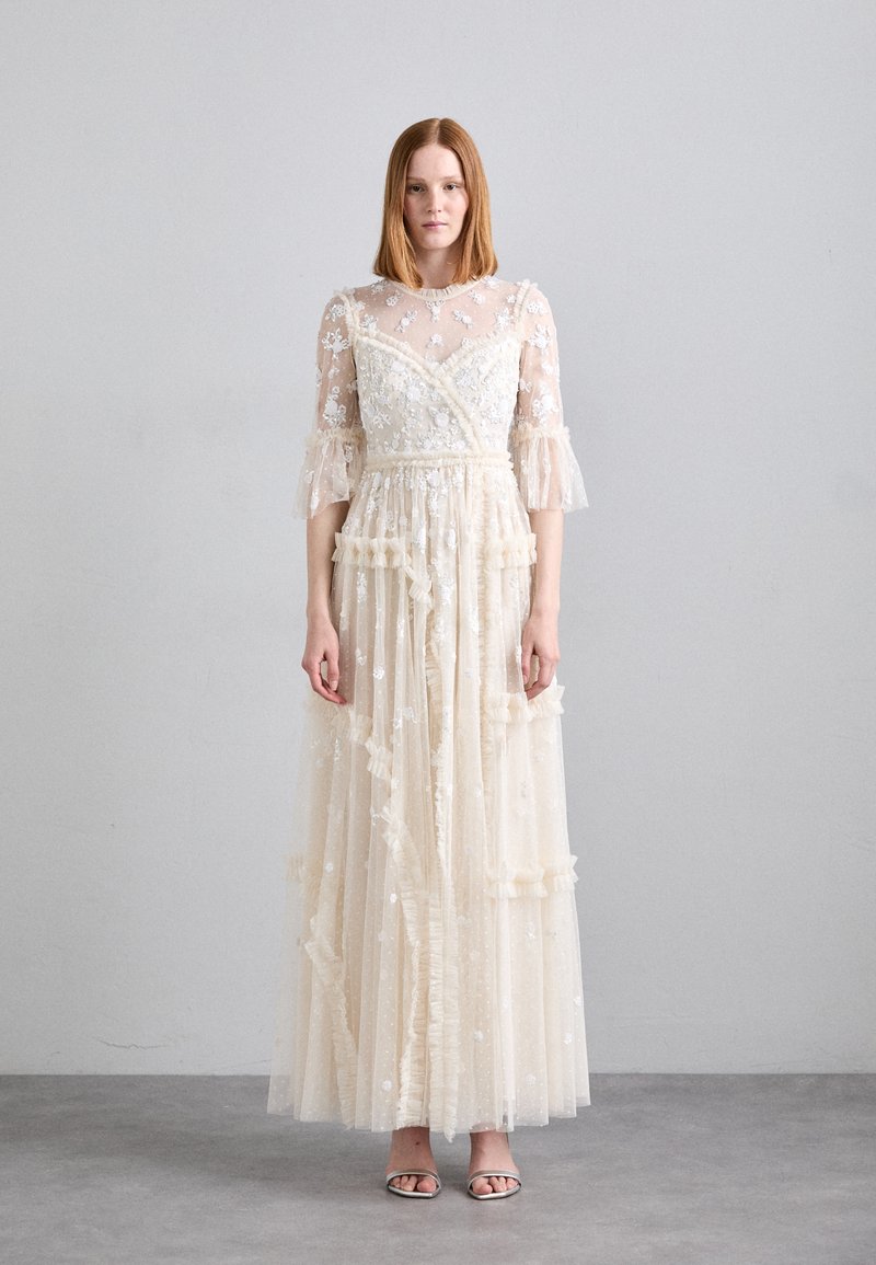 Needle & Thread SHIMMER DITSY LONG SLEEVE GOWN - Iltapuku - cream/cream