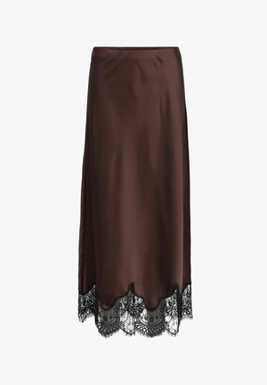 Object, MAXI SKIRT LACE - Jupe longue - seal brown