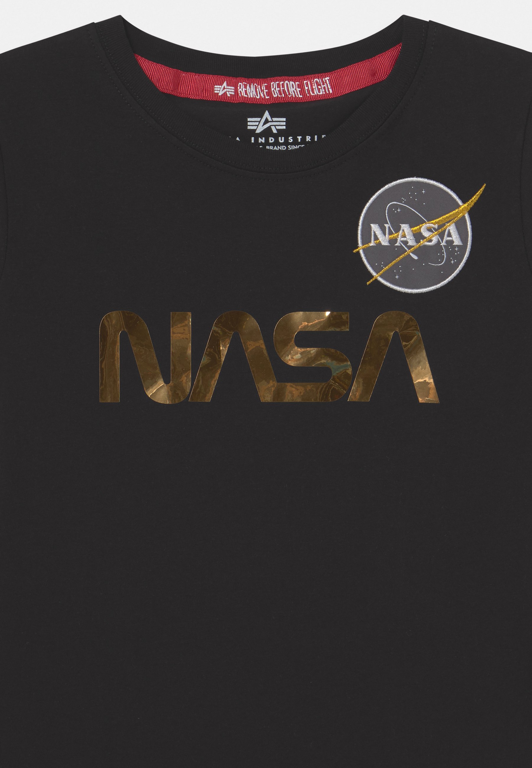 Alpha Industries NASA - T-shirt print - black/shiny gold/zwart - Zalando.nl