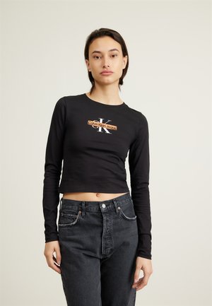 Calvin Klein Jeans SEASONAL MONOLOGO LONG SLEEVE - Camiseta de manga larga - black