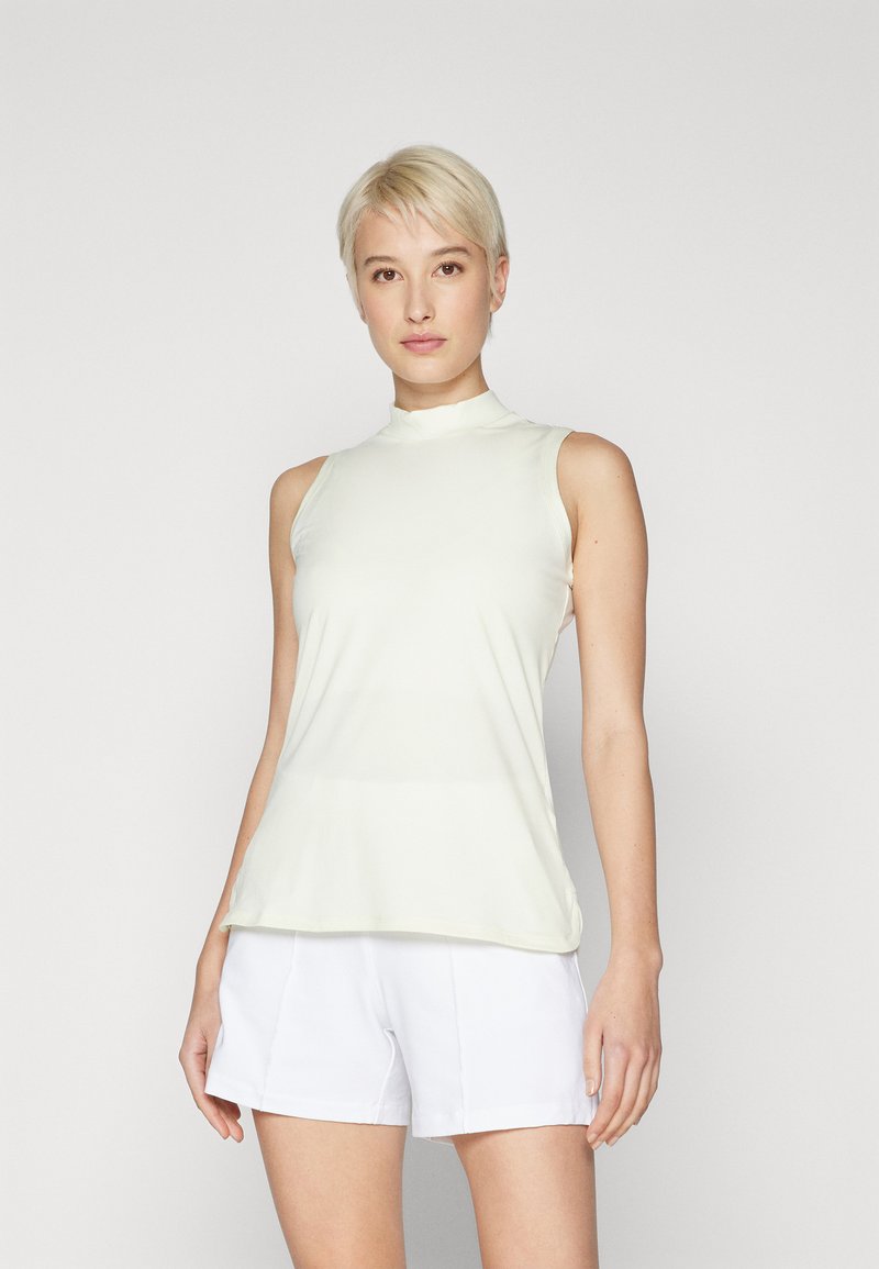 G/Fore White & Blue Striped Sleeveless Mock Neck Top