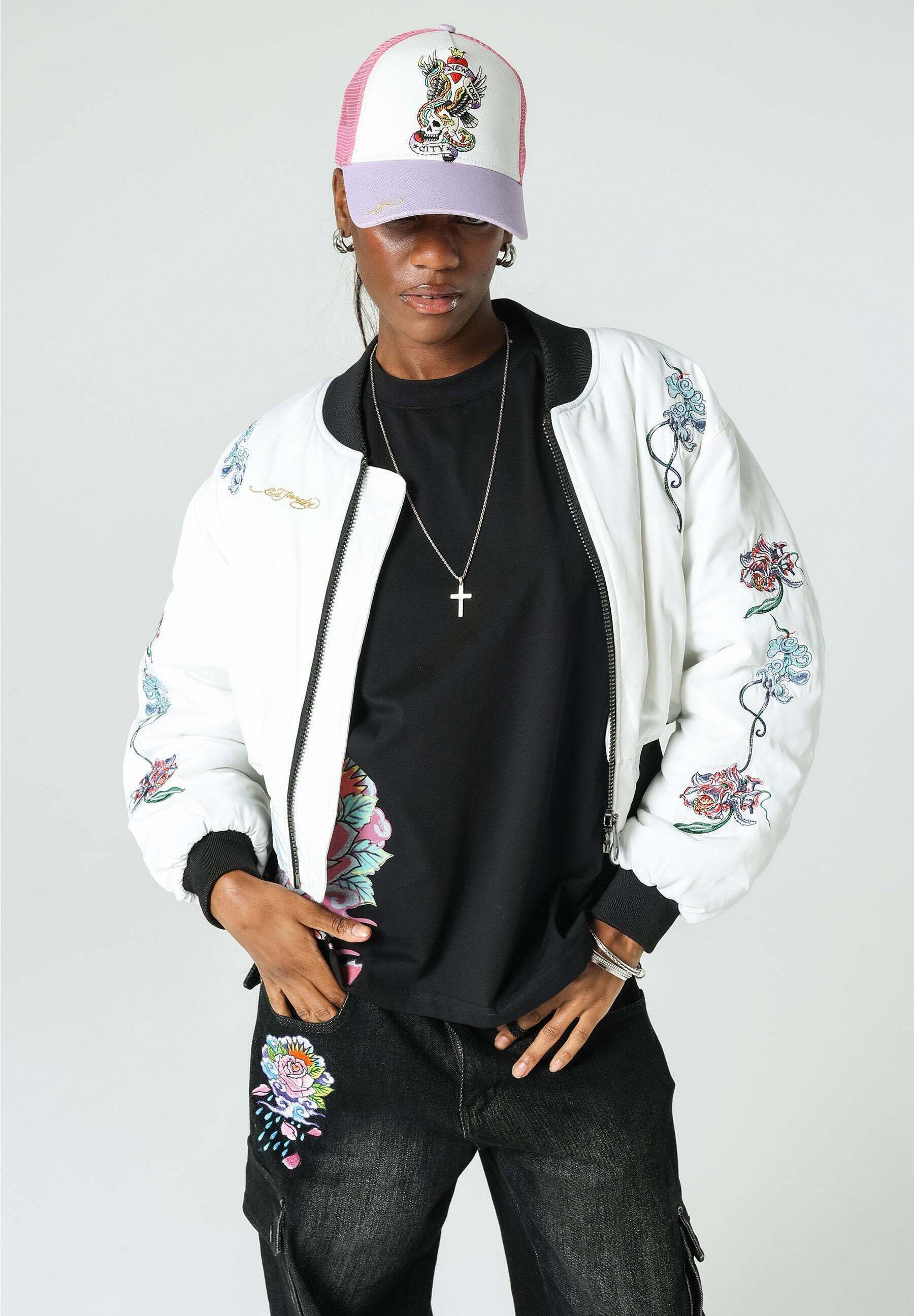 Ed Hardy MYSTIC PANTHER CROPPED - Bomber Jacket - offwhite/off