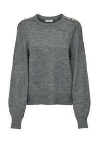 JDYELANORA O NECK BUTTON - Pulover - dark grey melange
