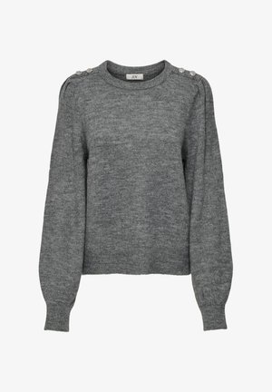 JDY, JDYELANORA O NECK BUTTON - Maglione - dark grey melange