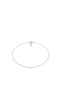 Goldkette mit einem zarten Herzanhänger, feiner Textur und einem schlichten, minimalistischen Design. Verstellbarer Verschluss hinten.