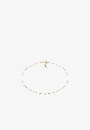 Zlatý náhrdelník s jemným srdiečkovým príveskom, s jemnou textúrou a jednoduchým, minimalistickým dizajnom. S nastaviteľným zapínaním na zadnej strane.