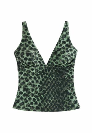 REGULAR FIT - PLUNGE TUMMY CONTROL TANKINI  - Bikinitop - green black leopard print
