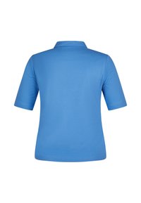 Kurzärmeliges Polo-Shirt in einfarbigem Blau, aus weichem Baumwollmix. Mit klassischem Kragen und schlichtem Rückendesign ohne Muster.