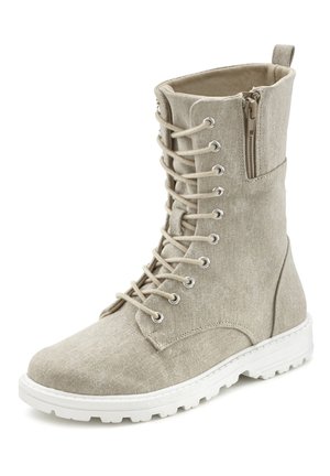 Lace-up ankle boots - beige