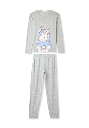 Terranova SET CON UNICORNO A MANICHE LUNGHE - Pigiama - grigio chiaro melange