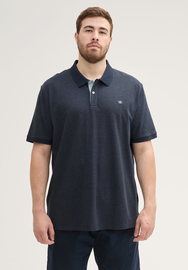 TOM TAILOR PLUS - MIT LOGO STICKEREI - Polo krekls - sky captain blue white melange