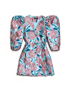Sister Jane DECO BLOOM JACQUARD MINI WRAP DRESS - Cocktailkjole / festkjole - blue