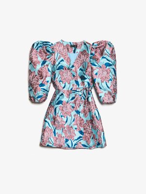 Sister Jane DECO BLOOM JACQUARD MINI WRAP DRESS - Cocktailkjole / festkjole - blue
