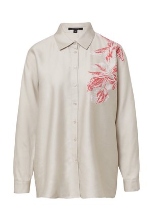 comma FLEDERMAUSÄRMELN UND FLORALEM - Button-down blouse - helles beige