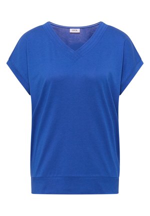 Cecil, KURZARM SHIRT MIT V-NECK IN UNIFARBE - T-shirt print - surf blue