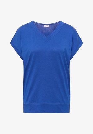 Cecil, KURZARM SHIRT MIT V-NECK IN UNIFARBE - T-Shirt basic - surf blue