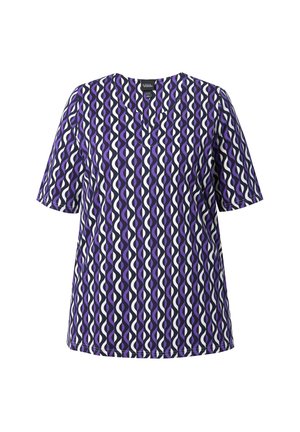 Ulla Popken, SPLIT NECK TEE - T-shirt con stampa - amethist
