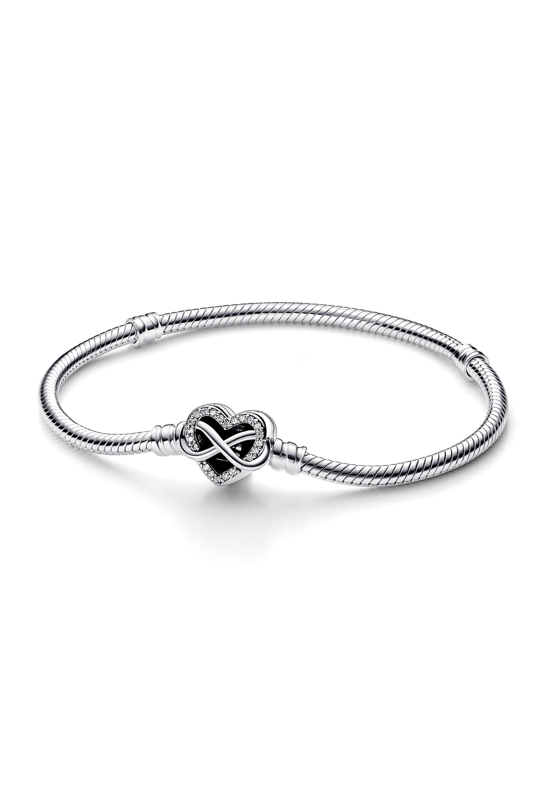 Pandora SPARKLING INFINITY HEART SNAKE CHAIN - Bracelet - silver