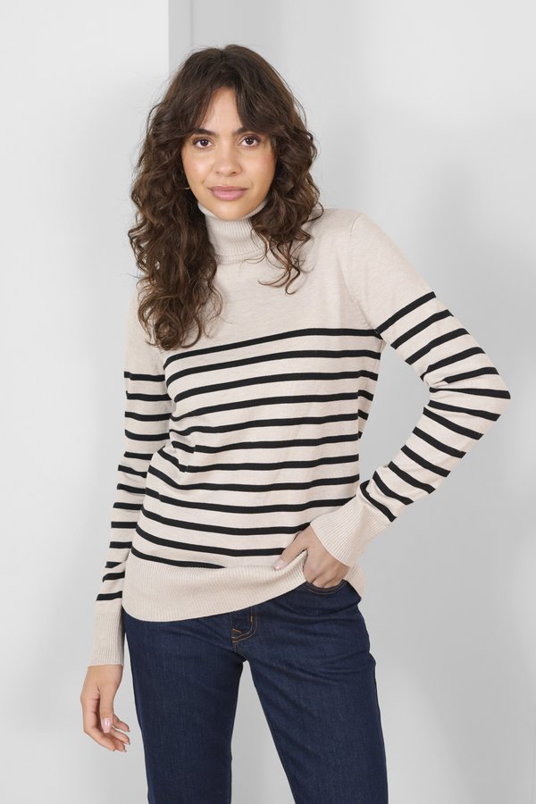 MILA ROLLNECK - Strickpullover - gray morn mila stripe