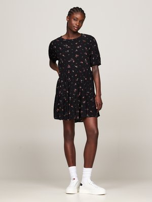 Tommy Jeans FLORAL TIERD DRESS - Robe de jour - black