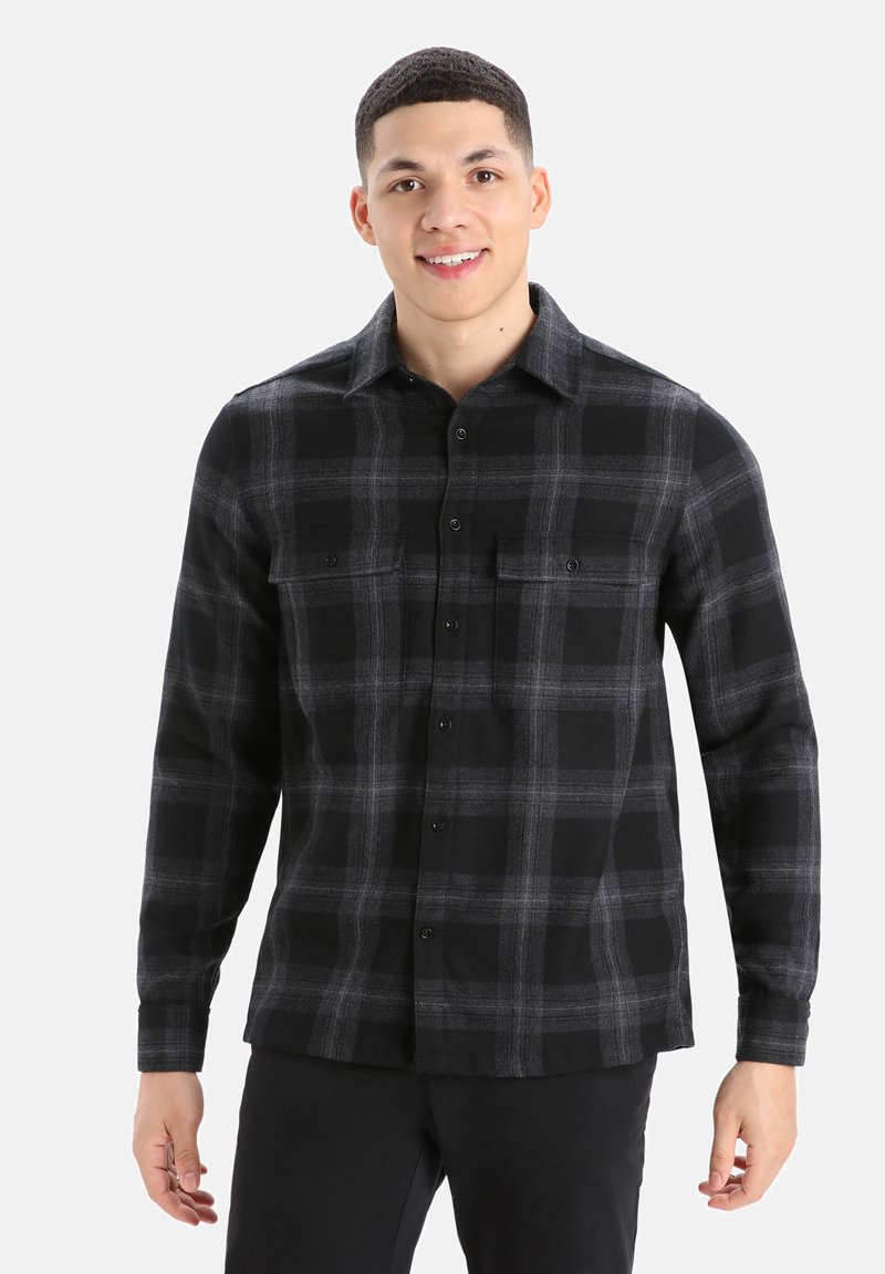 Icebreaker MERINO DAWNDER FLANNEL PLAID - Camisa - DARK GREY/negro ...