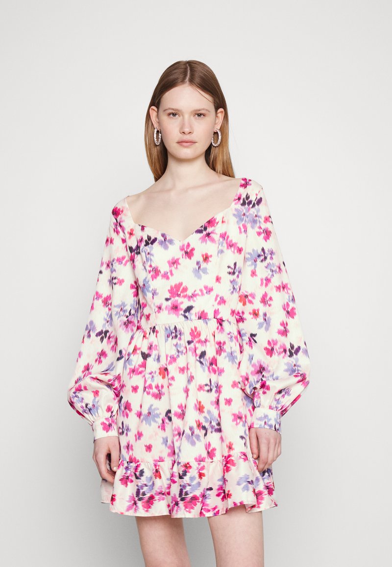 Sian Strapless Sweetheart Mini Dress Floral Pink