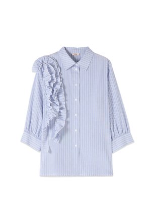 Oltre, CAMICIA OVER CON VOLANT - Hemdbluse - azzurro