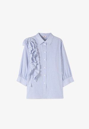 Oltre, CAMICIA OVER CON VOLANT - Hemdbluse - azzurro