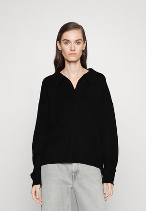 RELAXED COLLAR - Jumper - black