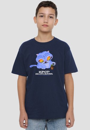 K-POP DEMON HUNTERS - CUTE DERPY TIGER CARTOON - Print T-shirt - dark blue