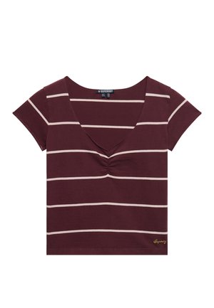 Superdry & Co, SUPERDRY ATHLETIC ESSENTIALS GATHERED PATTERN TOP.. - T-shirt con stampa - port red stripe