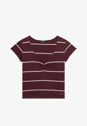 Superdry & Co, SUPERDRY ATHLETIC ESSENTIALS GATHERED PATTERN TOP.. - T-shirt con stampa - port red stripe
