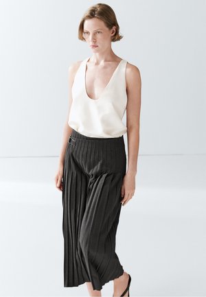Massimo Dutti, PLEATED MIDI WITH APPLIQUÉ - Pleated skirt - grey