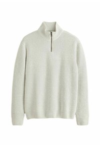 Next ZIP NECK FIT - REGULAR FIT CHENILLE TEXTURE QUARTER ZIP - Stickad tröja - ecru white