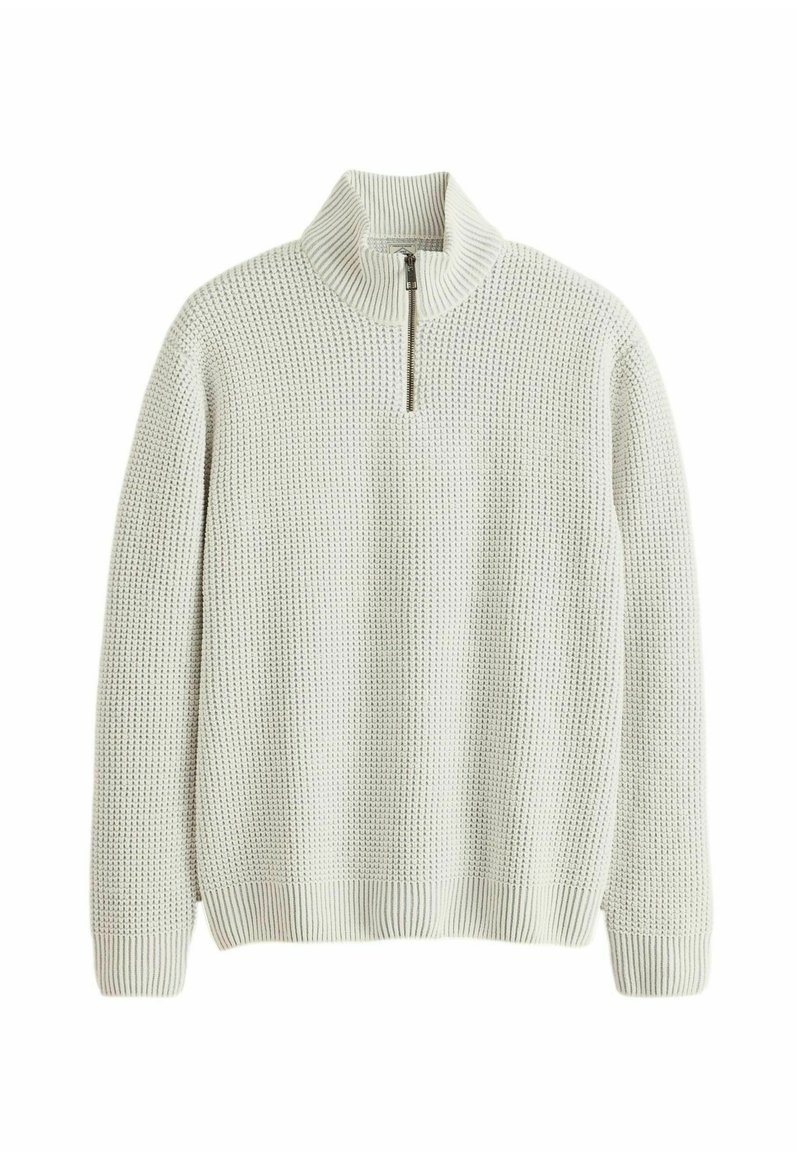 Next ZIP NECK FIT - REGULAR FIT CHENILLE TEXTURE QUARTER ZIP - Stickad tröja - ecru white