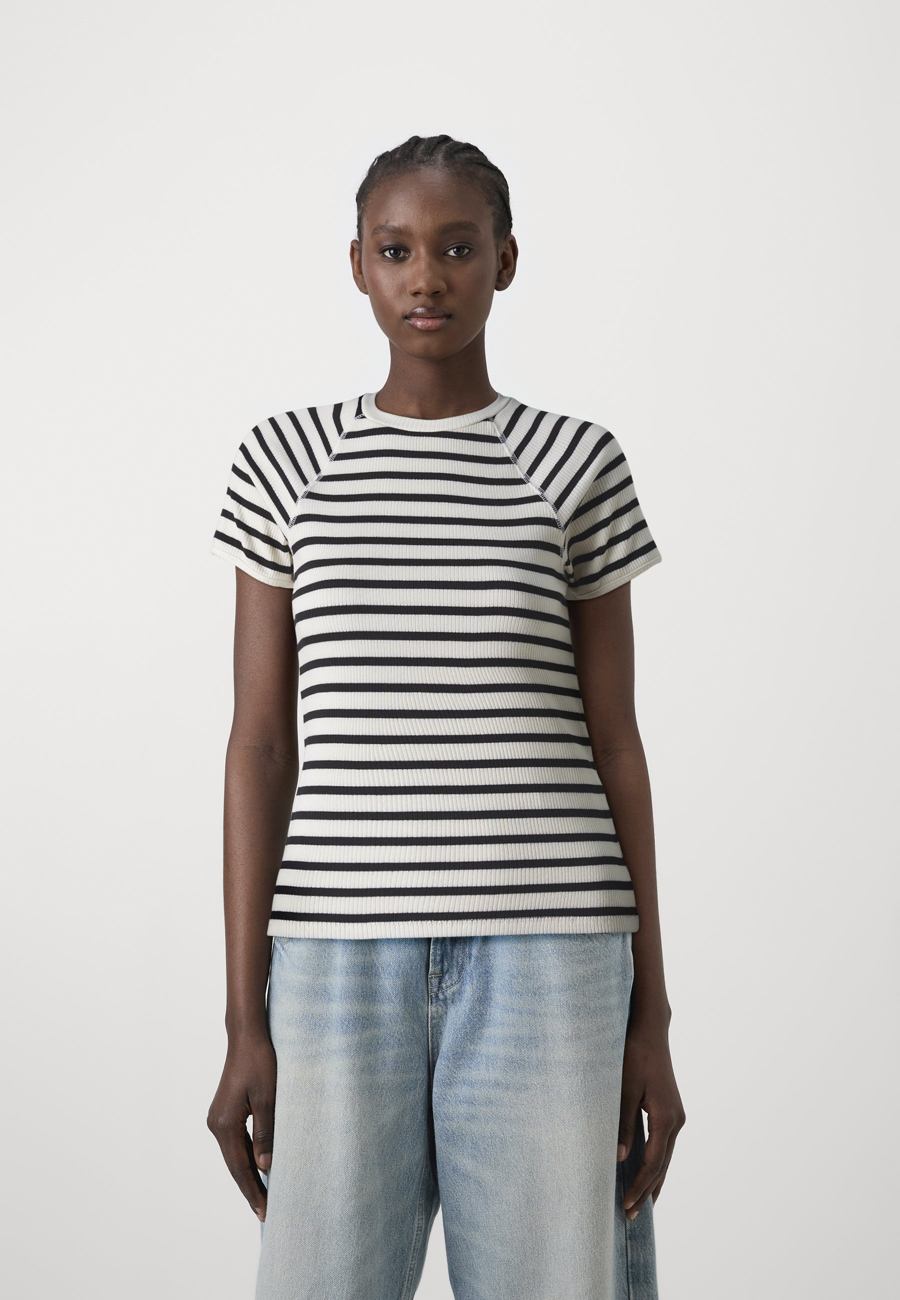 Noisy May NMRHEA RAGLAN - T-Shirt print - snow white/black/weiß  