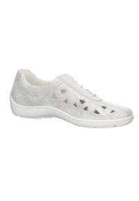 Sneaker bianco con motivo floreale ritagliato, parte superiore texture e suola in gomma bianca. Presenta una chiusura con lacci per una calzata regolabile.