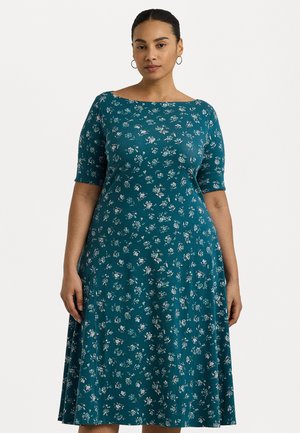Lauren Ralph Lauren Woman FLORAL STRETCH COTTON MIDI DRESS - Trikoomekko - indigo multi