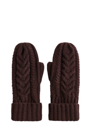 ARAN KNIT - Mittens - dark brown