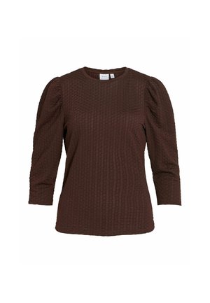 VILA, 3/4 SLEEVED TOP VIANINE ROUND NECK - Bluse - coffee bean